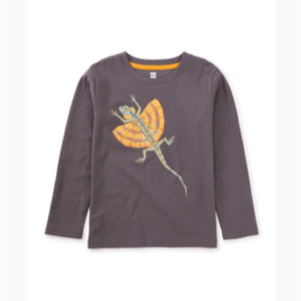 EUC Tea Collection Gray Long Sleeve Tee with Yellow Lizard Design